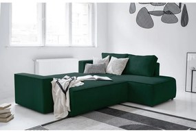 Tmavozelená menčestrová rozkladacia rohová pohovka (pravý roh) Brave Dave – Miuform