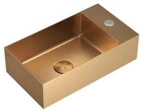 Závesné umývadlo vo farbe rosegold SAT Aurum 40x22 cm bez prepadu SATAUR4022BRG