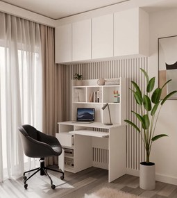 Písací stôl s nadstavbou PORTO ľavý matná biela