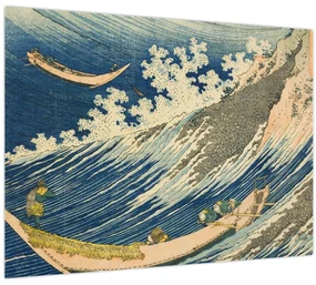 Obraz - Katsushika Hokusai, Fishing Boats at Choshi in Shimosa (Soshu Choshi) , reprodukcia (70x50 cm)