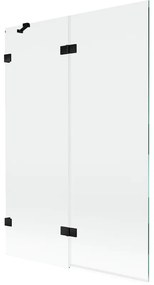 Mexen Lunar, 2-krídlová vaňová zástena ľavá 120 x 150 cm, číre sklo, čierna matná, 897-120-100-70-00-L