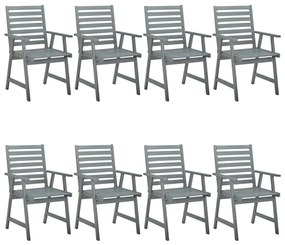 Záhradné jedálenské stoličky 8 ks sivé akáciový masív