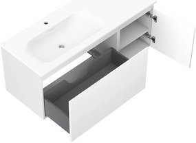 Mexen Orio, kúpeľňová skrinka 120 cm s umývadlom Vela vľavo, 1S, 1D, biela matná, 91A13-12047-3-BBFF01-W23L01