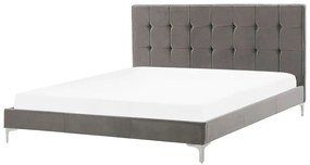 Zamatová posteľ 180 x 200 cm sivá AMBERT Beliani