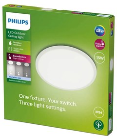 Philips Superslim LED IP54 Ø 25 cm 4 000 K biela