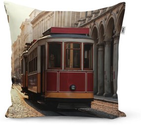 Sablio Vankúš Historická červená električka - 50x50 cm
