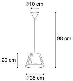 Retro závesné svietidlo biele 35 cm - Plisse