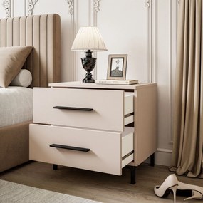 NOČNÝ STOLÍK MARION KAŠMÍR ÚCHYTKY NOŽIČKY PVC ČIERNE