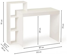 Kancelársky stôl s knižnicou v bielej farbe