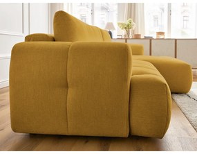 Rozkladacia/s úložným priestorom rohová pohovka v horčicovej farbe (pravý roh/s leňoškou) Fuji – Bobochic Paris