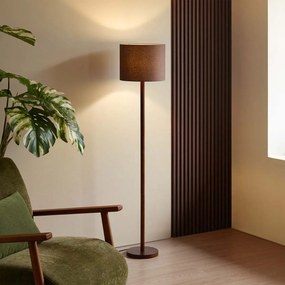 Japandi stojaca lampa orechové drevo s hnedým ľanovým tienidlom 151cm - Mels