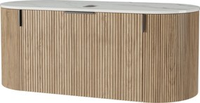 Závěsná skříňka s deskou a umyvadlem La Simplicite  100 cm dub přírodní/bílá