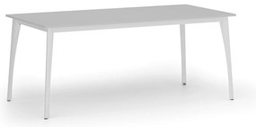 Rokovací kancelársky stôl PRIMO OMEGA, 180x90 cm, biela podnož, sivá