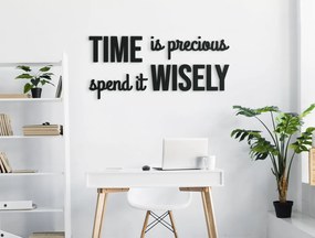 drevko Citát na stenu Time is precious Rozmer obrazu: 27 x 60 cm, Farba dekorácie: Čierna