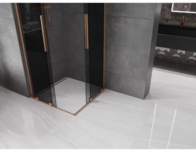 Mexen Velar L Duo, sprchový kút s posuvnými dverami 80 x 80 cm, 8mm šedé sklo, medená matná, 871-080-080-02-43-65