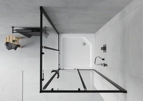 Mexen Rio, štvorcový sprchový kút 90 x 90 cm, 6mm číre sklo, čierny profil + biela sprchová vanička RIO, 860-090-090-70-00-4510