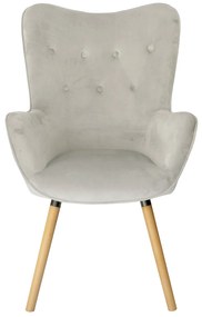 Svetlosivé zamatové kreslo COZY
