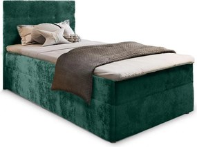 Čalúnená posteľ boxspring GLORIEN VELVET 90x200 cm tmavozelená Matrac: Bonell pružinová matrac
