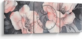 Obraz - Séria kvetov (s hodinami) (90x30 cm)
