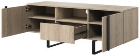 TV stolík Verica s otvorenou policou 150 cm - dub piškótový / čierne nožičky
