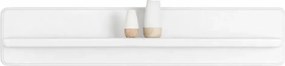 Biela polica na stenu z masívu, 180x25x33 cm