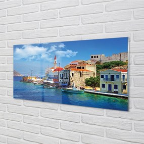 Obraz na akrylátovom skle Grécko morská pobrežie hory 100x50 cm