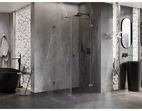 Mexen Lunar T výklopný sprchový kút pravý 120 x 120 cm, číre sklo, brúsený grafit, 834T-120-120-66-00-P