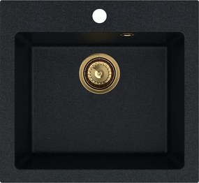 Sink Quality Ferrum 50, kuchynský granitový drez 490x450x195 mm + zlatý sifón, brocade, SKQ-FER.B.1K50.XG