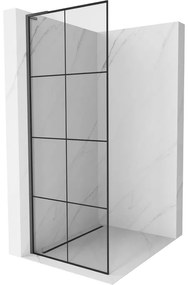 Mexen Kioto L, sprchová zástena Walk-In 80 x 200 cm, 8mm číre sklo čierny vzor, grafitový profil, 800-080-103-66-77