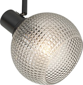 Dizajnové bodové svietidlo čierne s dymovým sklom 2-svetlo - Chico