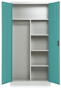 Kovová šatňová skriňa, 90 x 45 x 185 cm, cylindrický zámok, zelená - ral 6033