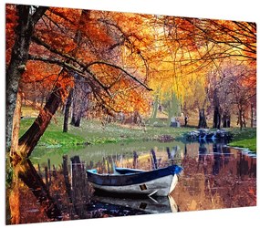 Jesenný obraz loďky (70x50 cm)