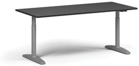 Výškovo nastaviteľný stôl OBOL, elektrický, 675-1325 mm, doska 1800x800 mm, sivá zaoblená podnož, grafit