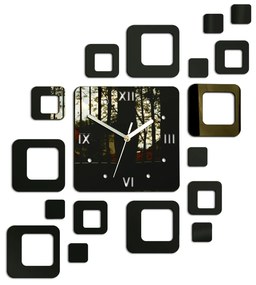 3D nalepovacie hodiny Roman Quadrat wenge