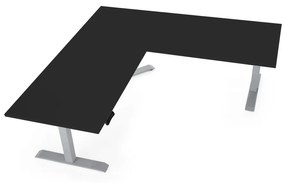 Výškovo nastaviteľný stôl OfficeTech Angle, 180 x 200 cm, sivá podnož, čierna