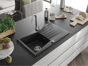 Mexen Cesar - drez granitový 77,5x47,0cm, 1-komorový, čierna-strieborná, 6514771010-73