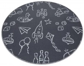 Detský koberec TOYS kruh - sivý