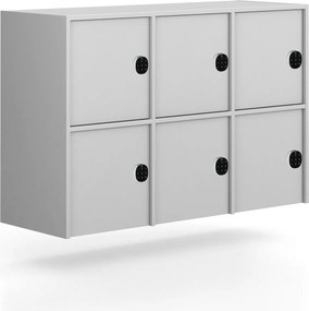 Nadstavba pre skrine FRAME, 6x dvere, 1299 x 450 x 854 mm, kódový zámok, sivá