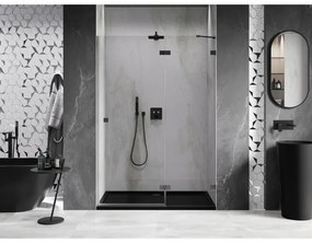 Mexen, Mexen Lunar pravé otočné sprchové dvere 130 cm, transparentné, pištoľový kov - 834-130-000-95-00-P