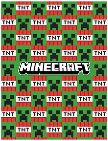 Coral fleece deka Minecraft - Creeper &amp; TNT - 130 x 170 cm