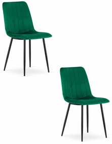 Set 2 kresiel LAVA - tmavozelený zamat / čierne nohy