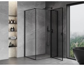 Mexen Mist T, sprchový kút s krídlovými dverami, pravý, 90 x 95 cm, 8mm číre sklo, čierny profil, 8A4T-090-095-70-70-P