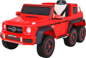 Ramiz Mercedes G63 AMG elektrické autíčko pre deti červené + diaľkové ovládanie + 6 EVA kolies + pomalý štart + MP3 + LED