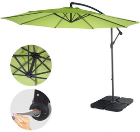 Slnečník Acerra Ø 3m polyester/oceľ - zeleno-citrónová so stojanom
