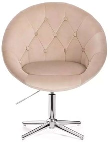 LuxuryForm DESIGN Kreslo VERA VELUR na striebornom kríži - latte