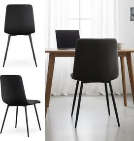 Sada šiestich jedálenských stoličiek MILO zamatové, čierne / čierne nohy (6 ks)