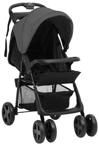 3-v-1 detský kočík tmavosivý a čierny oceľový
