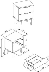 Nočný stolík Göteborg, biela/dub sonoma