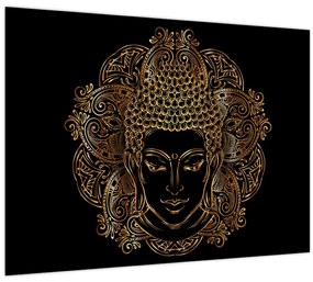 Sklenený obraz zlatého Budhu (70x50 cm)