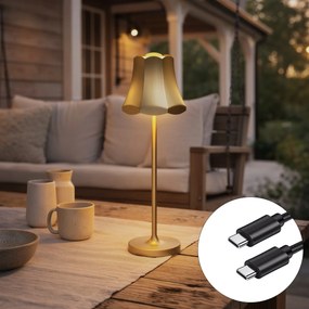 Retro stolná lampa zlatá nabíjateľná IP44 - Granny